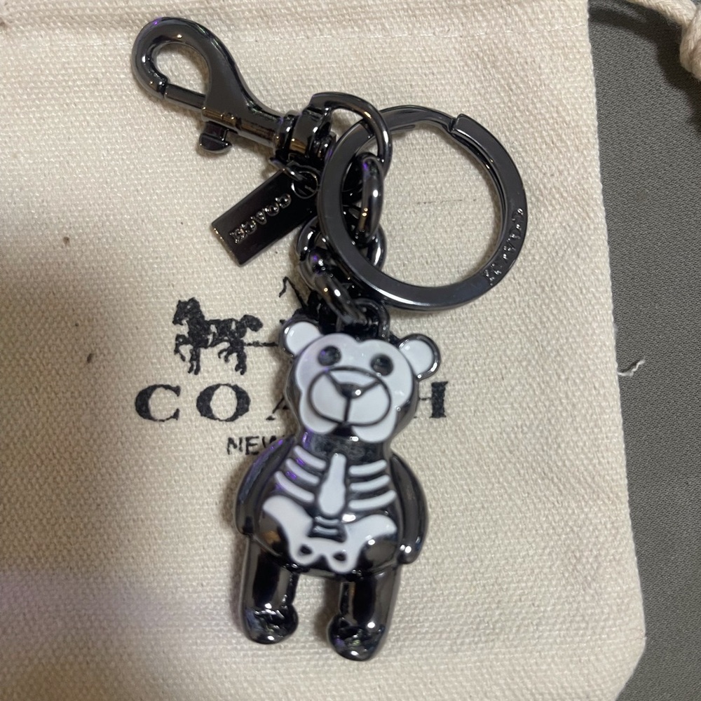 Coach Black & White Skeleton Bear Key Charm